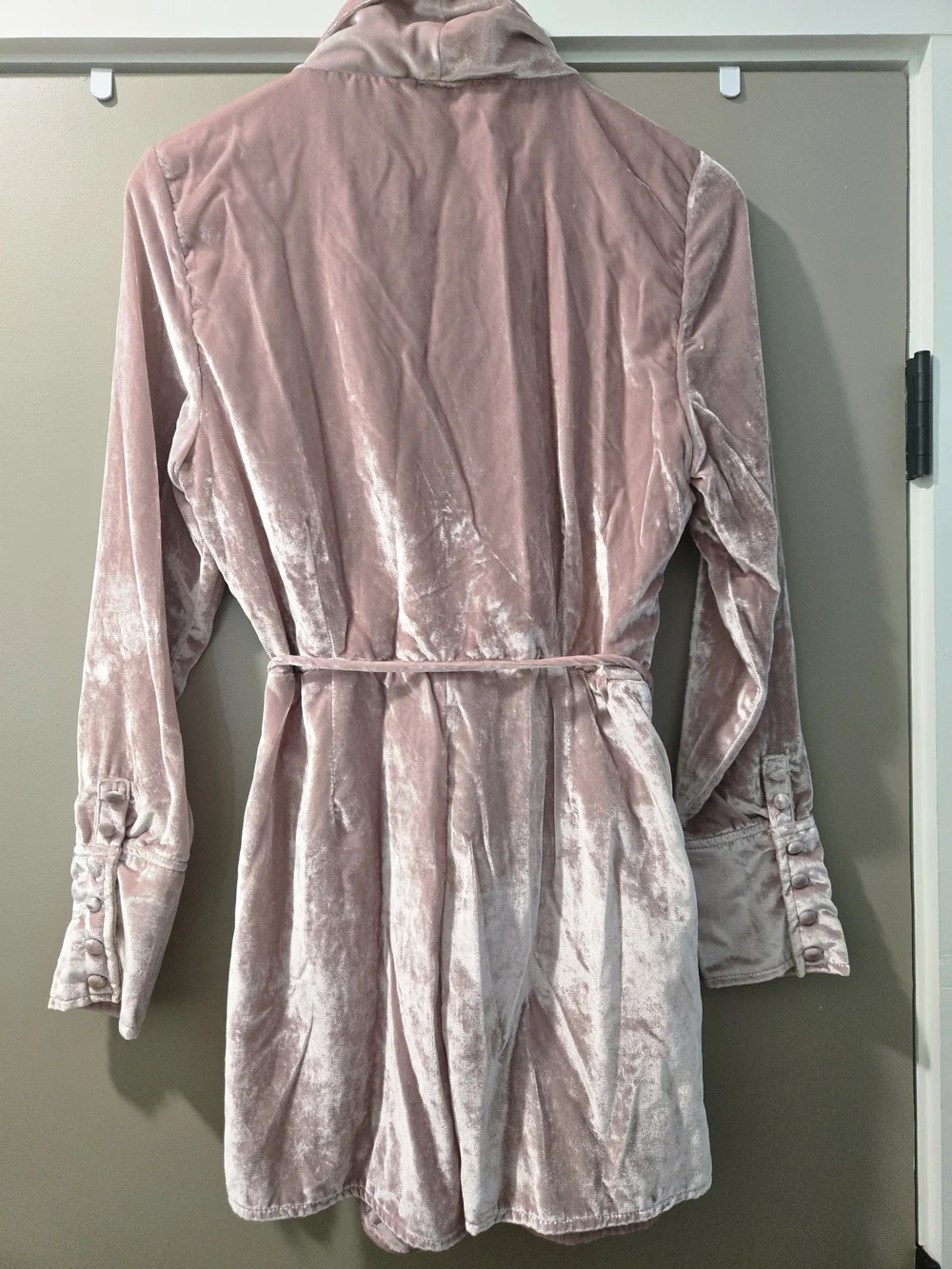 Free People Viola Velvet Wrap Romper Blush Pink Long Sleeve Size M NWOT